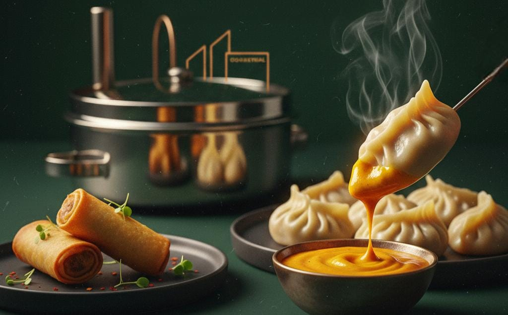 Handmade veg momos for wholesale supply in Delhi, fresh spring rolls bulk supplier NCR